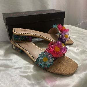 Betsey Johnson Vibrant Pink and Blue Floral Sandals